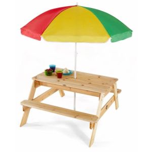 Plum Wooden Picnic Table with Parasol