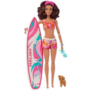 Barbie Brunette Beach Doll with Surfboard
