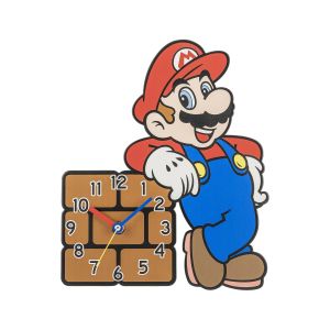 Super Mario Red, Blue and Brown Shaped Wall Clock