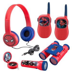 Spiderman Walkie Talkies, Headphones, Binoculars, Torch and Compass Set