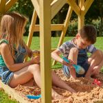 TP Treehouse Wooden Playhouse with Swing, Slide & Climbing Wall