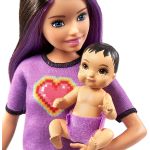Barbie Skipper  Black and White Skirt Babysitter with Baby Doll