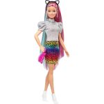 Barbie Leopard Skirt Rainbow Hair Doll
