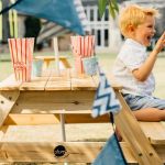 Plum Wooden Picnic Table with Parasol