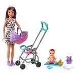 Barbie Skipper Babysitter Dolls Blue Handle Stroller and Baby Playset