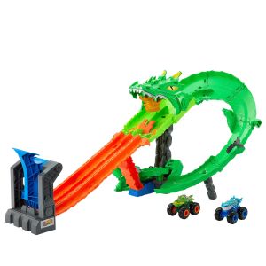 Hot Wheels Monster Trucks Sharks vs. Dinos Dragon Destruction Playset