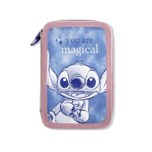 Lilo & Stitch Double Pencil Case with Colouring Pens