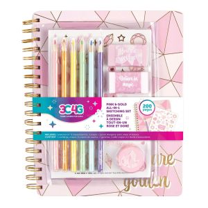 Three Cheers For Girls Pink & Gold All-In-1 Sketching Set