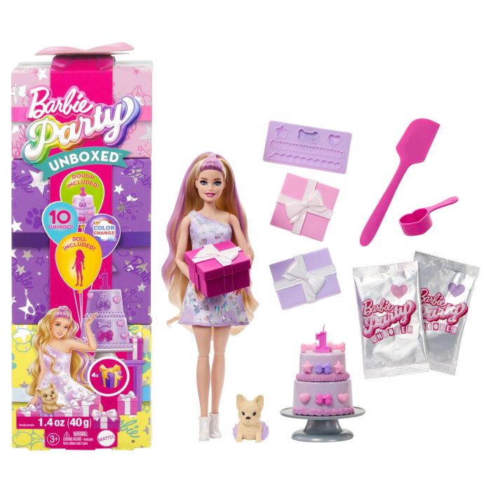 Barbie Party Unboxed Pet Birthday Series Doll & Accessories Birthday Bows Set 