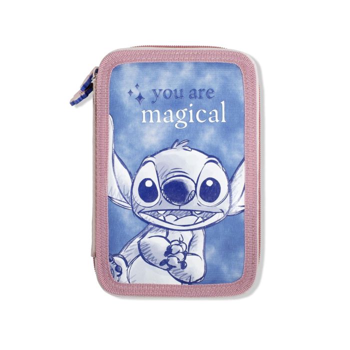 Lilo & Stitch Double Pencil Case with Colouring Pens