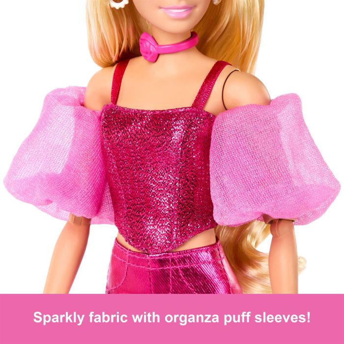 Barbie Deluxe Style Fashion Doll in Metallic Pink Outfit with Corset Top