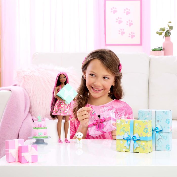 Barbie Party Unboxed Pet Birthday Series Doll & Accessories Shimmerin’ Hearts Set 