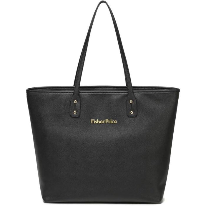 Fisher-Price Black Faux Leather Baby Changing Bag 33.5x13x33cm