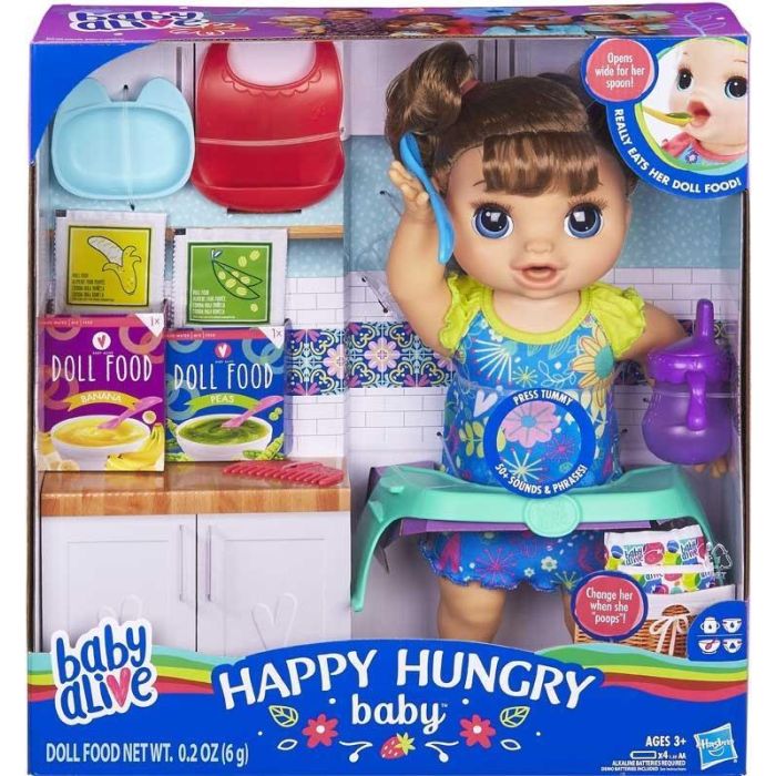 Baby Alive Happy Hungry Baby Brown Straight Hair