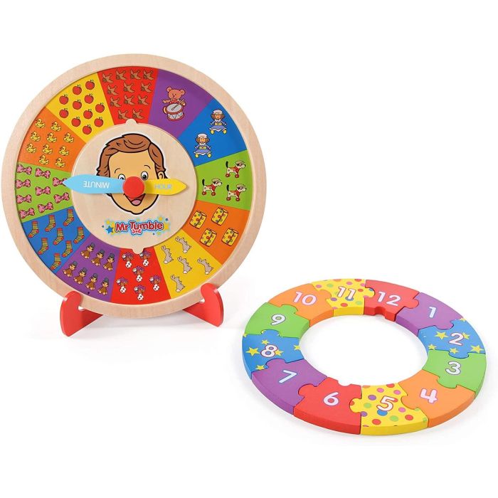 Mr Tumble Wooden Puzzle Clock with Stand