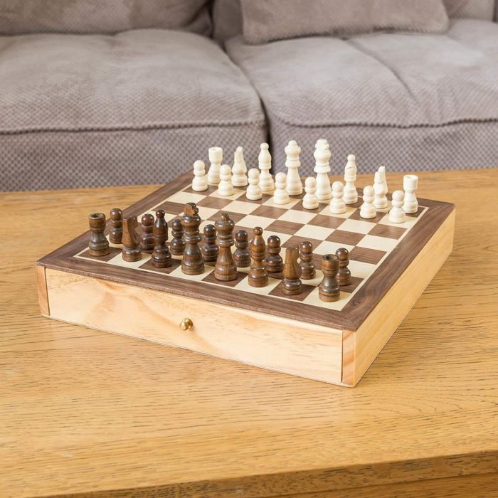 Toyrific 2in1 Wooden Chess and Draughts Board Game