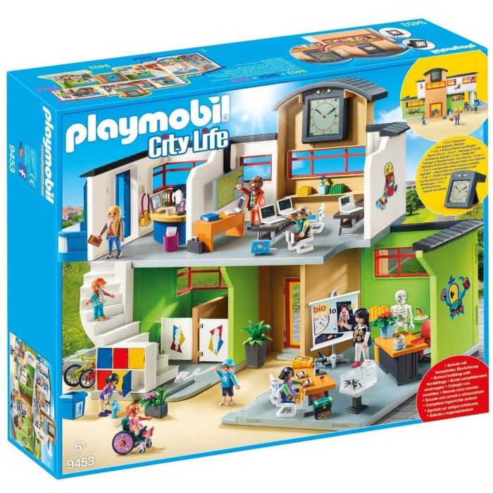 Playmobil 9453 City Life Furnished School Building with Digital Clock