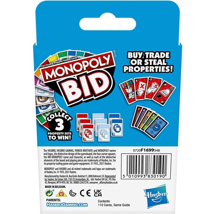 Monopoly Bid Game Card Game