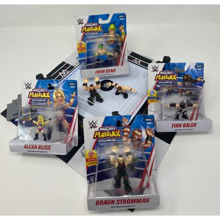 WWE Micro Maniax Battle Game On Ring and 6 Figures Playset