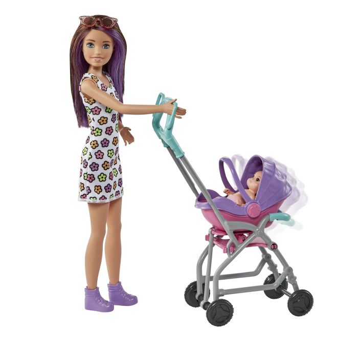 Barbie Skipper Babysitter Dolls Blue Handle Stroller and Baby Playset