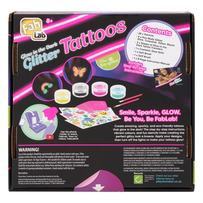 FabLab Glow in the Dark Glitter Tattoos