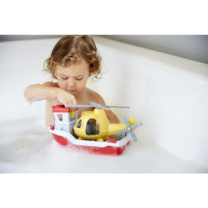 Green Toys Rescue Boat and Helicopter Bath Playset