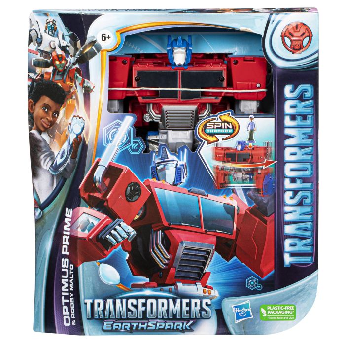 Transformers EarthSpark Spin Changer - Optimus Prime and Robby Malto Figure