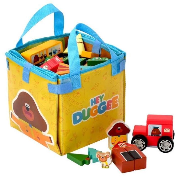 Hey Duggee Wooden Vehicle Block Set with Fold Up Storage Bag