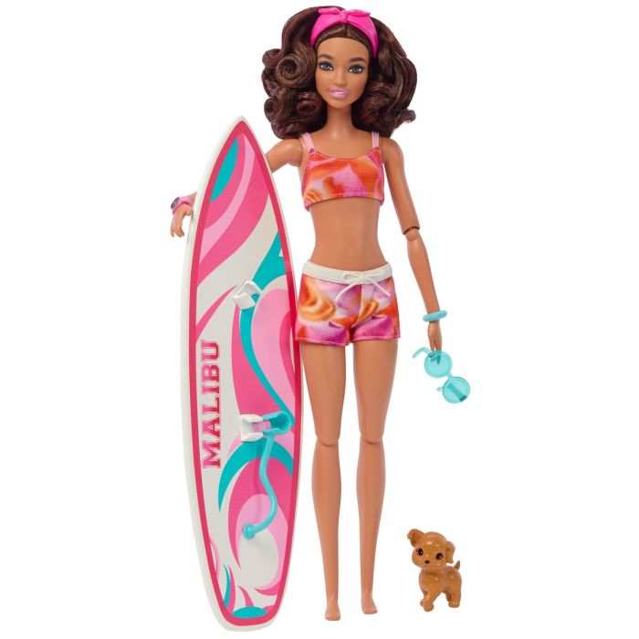 Barbie Brunette Beach Fashion Doll with Surfboard