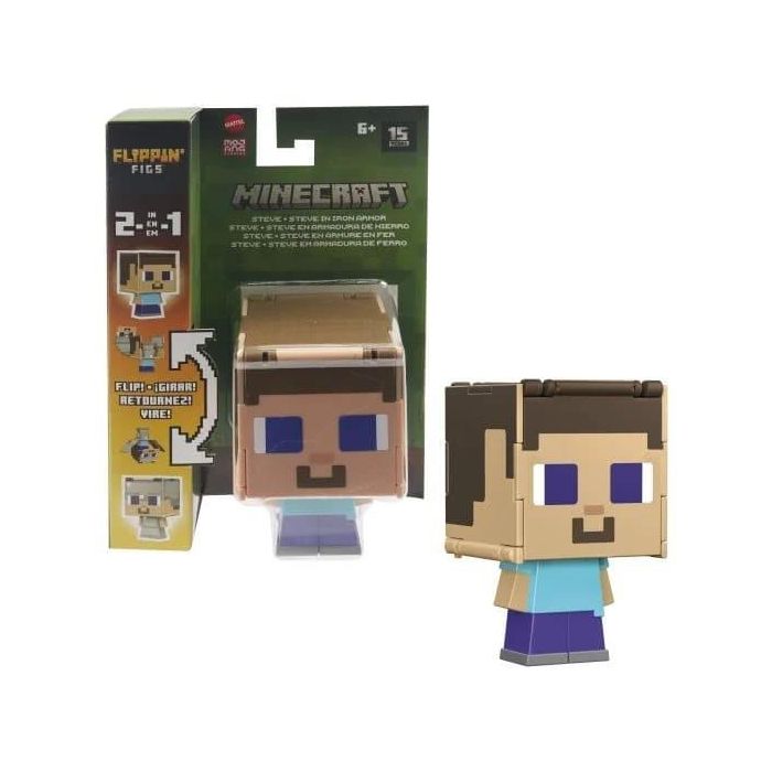 Minecraft 2-in-1 Steve and Steve Iron Armor Flippin Figures