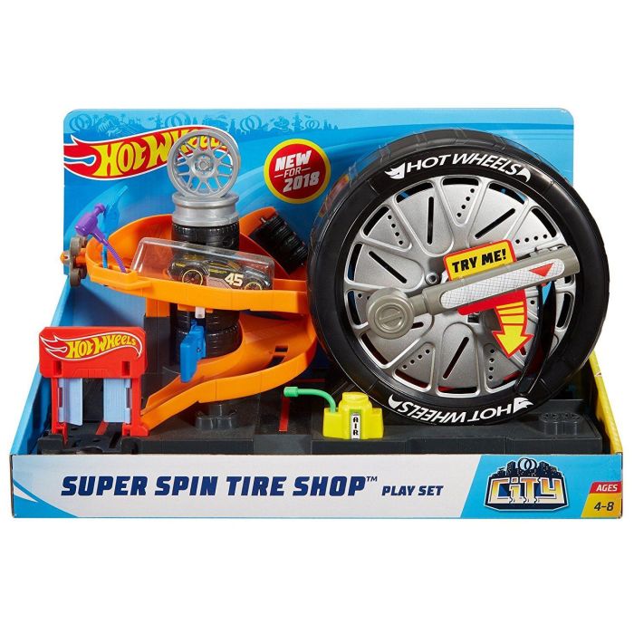 Hot Wheels City Super Spin Tire Shop Playset