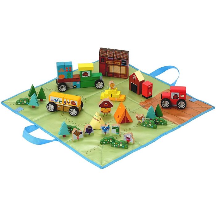 Hey Duggee Wooden Vehicle Block Set with Fold Up Storage Bag