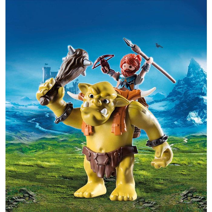 Playmobil Giant Troll with Dwarf Fighter 9343