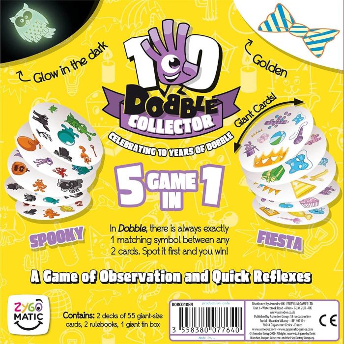 Dobble 2 Pack 10th Anniversary Edition 5 in 1 Card Game