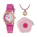 Tikkers Pink Flower Watch, Necklace and Purse Gift Set