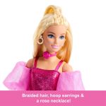 Barbie Deluxe Style Fashion Doll in Metallic Pink Outfit with Corset Top