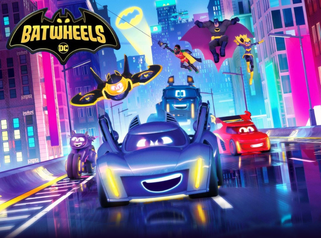 Group shot of Batwheels with the logo. 